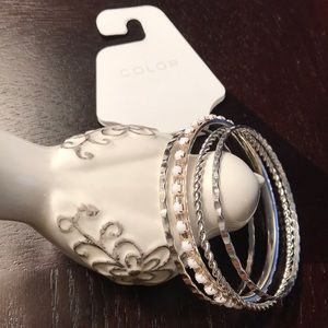 Beautiful COLOR Bracelet Set in White & Silver
